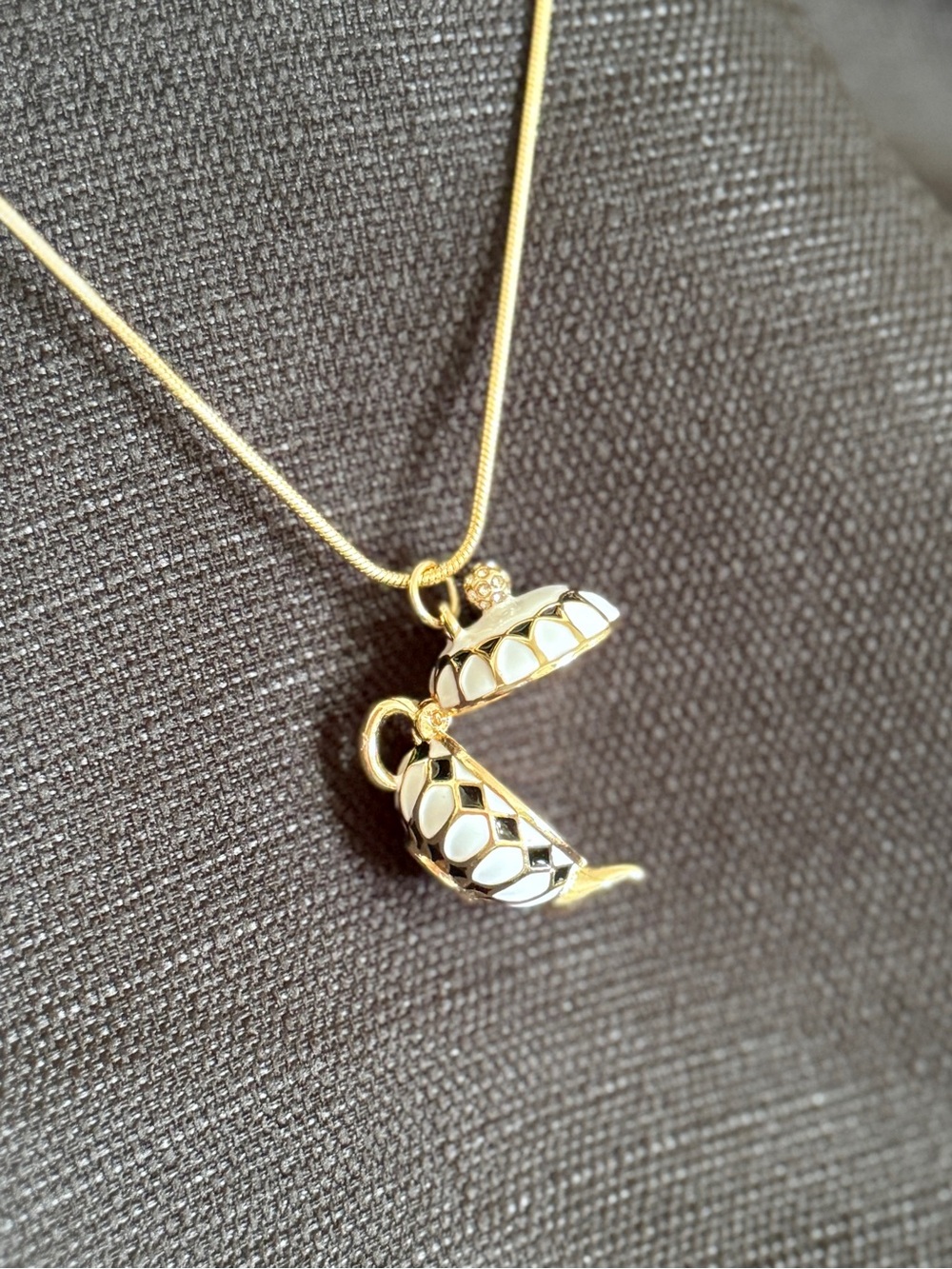 Teapot Locket Necklace | 36” Chain | Kate Spade Inspired | Alice in Wonderland - Picture 10 of 13
